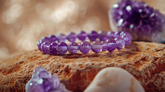 紫色珠子手串石头摄影照片