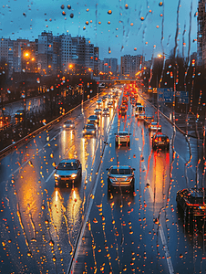 雨夜的城市交通