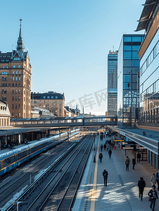 瑞典斯德哥尔摩摄影照片_瑞典斯德哥尔摩世界贸易中心和中央车站景观