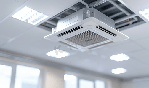 温度摄影照片_天花板安装式卡式空调系统