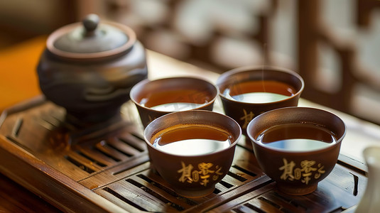 茶文化手举牌摄影照片_传统功夫茶茶文化高清图片
