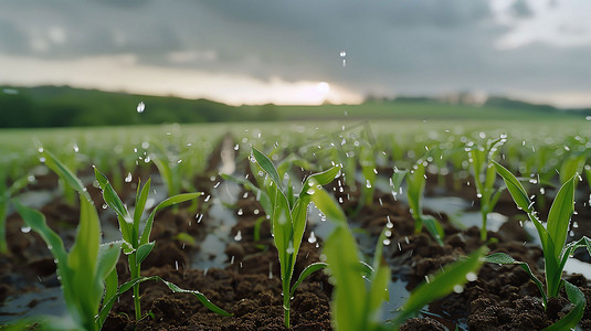 禾苗雨水土壤生长摄影照片