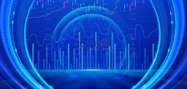 蓝色商务线背景图片_金融股票走势蓝色商务行业背景
