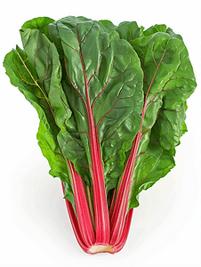 红色喜庆喜庆青叶摄影照片_一堆新鲜的红色甜菜叶类蔬菜分离