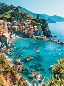 五五大促摄影照片_意大利利古里亚海洋风光著名五大土地旅游报道