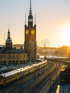 瑞典斯德哥尔摩世界贸易中心和中央车站景观