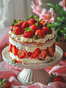 水果糕点摄影照片_水果草莓奶油蛋糕