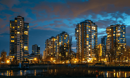 城市住宅区的夜晚