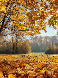 十月秋天风景照片和树木
