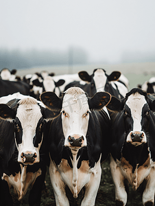 农村动物摄影照片_农业产业牛群黑白奶牛