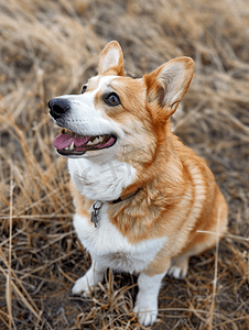 纯种威尔士科基犬户外近距离观察