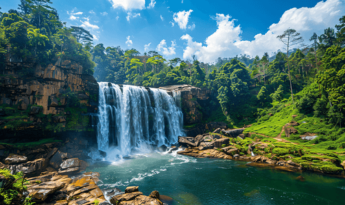 黄果山瀑布摄影照片_斯里兰卡美丽的瀑布