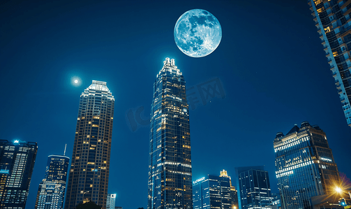 月光下的亚特兰大市中心最高建筑