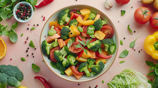 水果蔬菜摄影照片_水果蔬菜沙拉食物摄影照片
