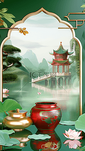 中式复古传统节日国风端午节场景素材