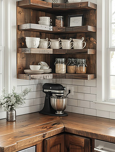 现代厨房图片摄影照片_现代厨房的角落装饰图片
