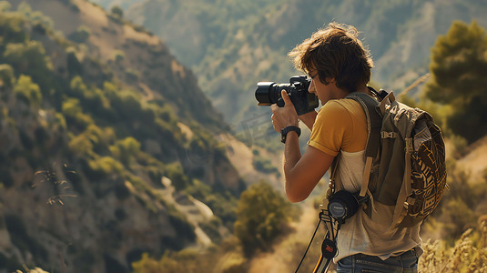 山里风景摄影师摄像机摄影照片