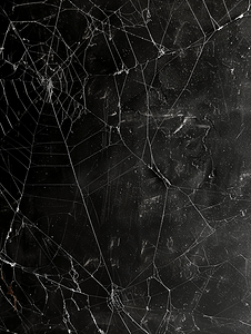 纹理黑背景摄影照片_万圣节背景黑墙上的蜘蛛网