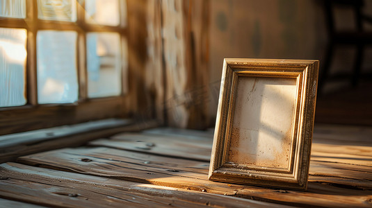 室内画框木制桌子摄影照片