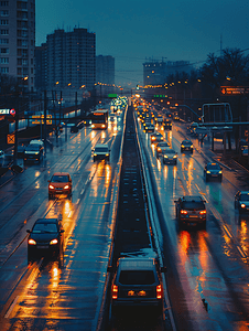 雨夜的城市交通