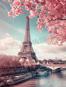 巴黎街道摄影照片_巴黎的埃菲尔铁塔