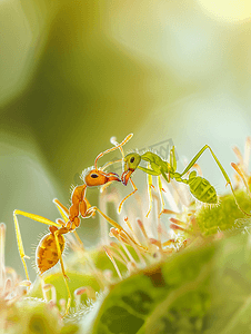 蚂蚁从蚜虫身上提取蜜露