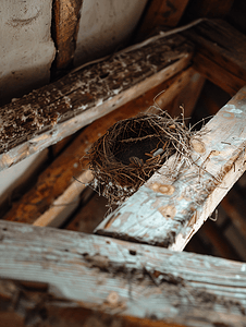 蜂巢筑在屋顶木梁上