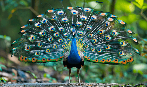 野生巴拉望孔雀雉有着美丽的蓝黑色羽毛