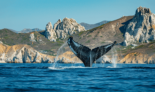 林下中草药摄影照片_圣卢卡斯角座头鲸拍打尾巴