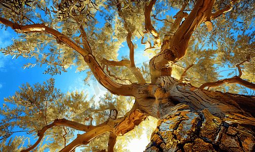 西西里岛树上挂着绿橄榄的树枝