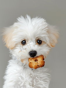 小狗拿着饼干