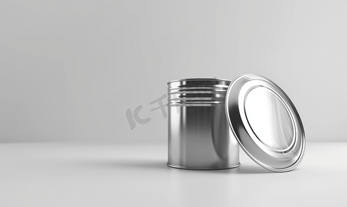 产品框摄影照片_白色背景上的空开锡罐
