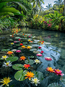 叶子水花摄影照片_法属波利尼西亚大溪地瓦帕希水上花园的水花