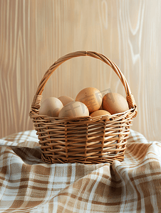 柳条gif摄影照片_柳条篮里的农场新鲜鸡蛋