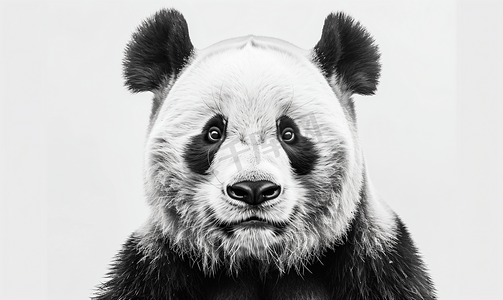 招新黑白摄影照片_黑白大熊猫的可爱面孔