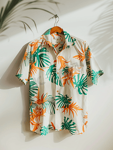 民国衣架摄影照片_墙上挂着的夏威夷衬衫