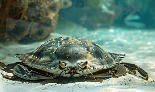 海洋生物摄影照片_水下观察鲎