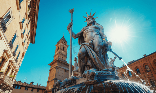博洛尼亚喷泉上的海王星雕塑
