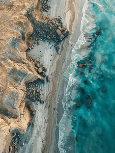 约旦死海海滩的俯视图