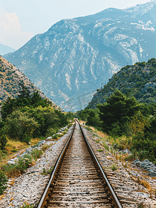 穿过黑山的火车轨道