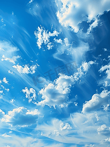 云卷云摄影照片_蓝天上卷云的自然背景
