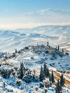 巴勒斯坦摄影照片_冬季从尼波山观赏圣地的山丘