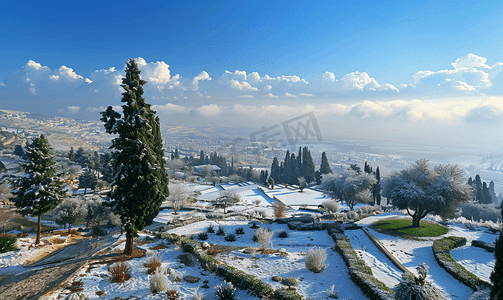 巴勒斯坦摄影照片_冬季从尼波山欣赏花园景色