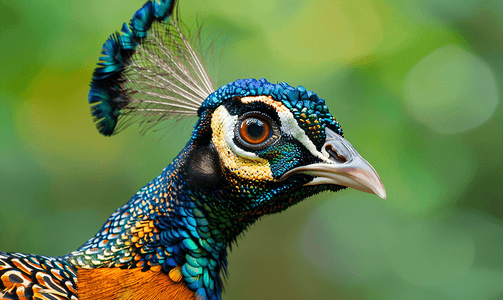 绿色森林照片摄影照片_令人惊叹的野生孔雀雉照片