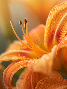 百合新鲜摄影照片_橙色黄花菜花在户外特写
