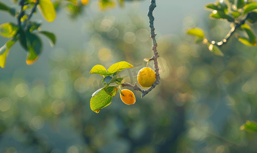 西西里树上成熟的黄李子