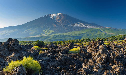 山丘背景摄影照片_背景为埃特纳火山的硬化熔岩