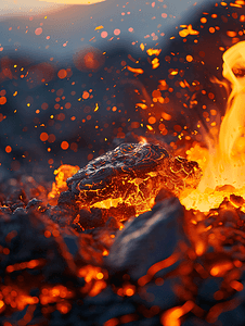 旅游主题插画摄影照片_埃特纳火山爆发后留下的锋利熔岩石