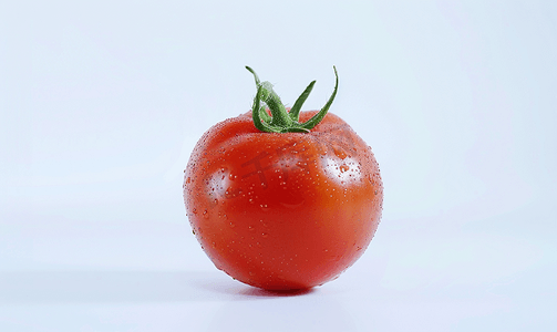红蓝党建背景摄影照片_孤立在白色背景上的新鲜多汁红番茄