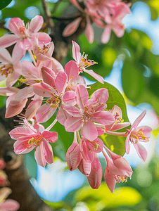 杨桃树的粉色花朵